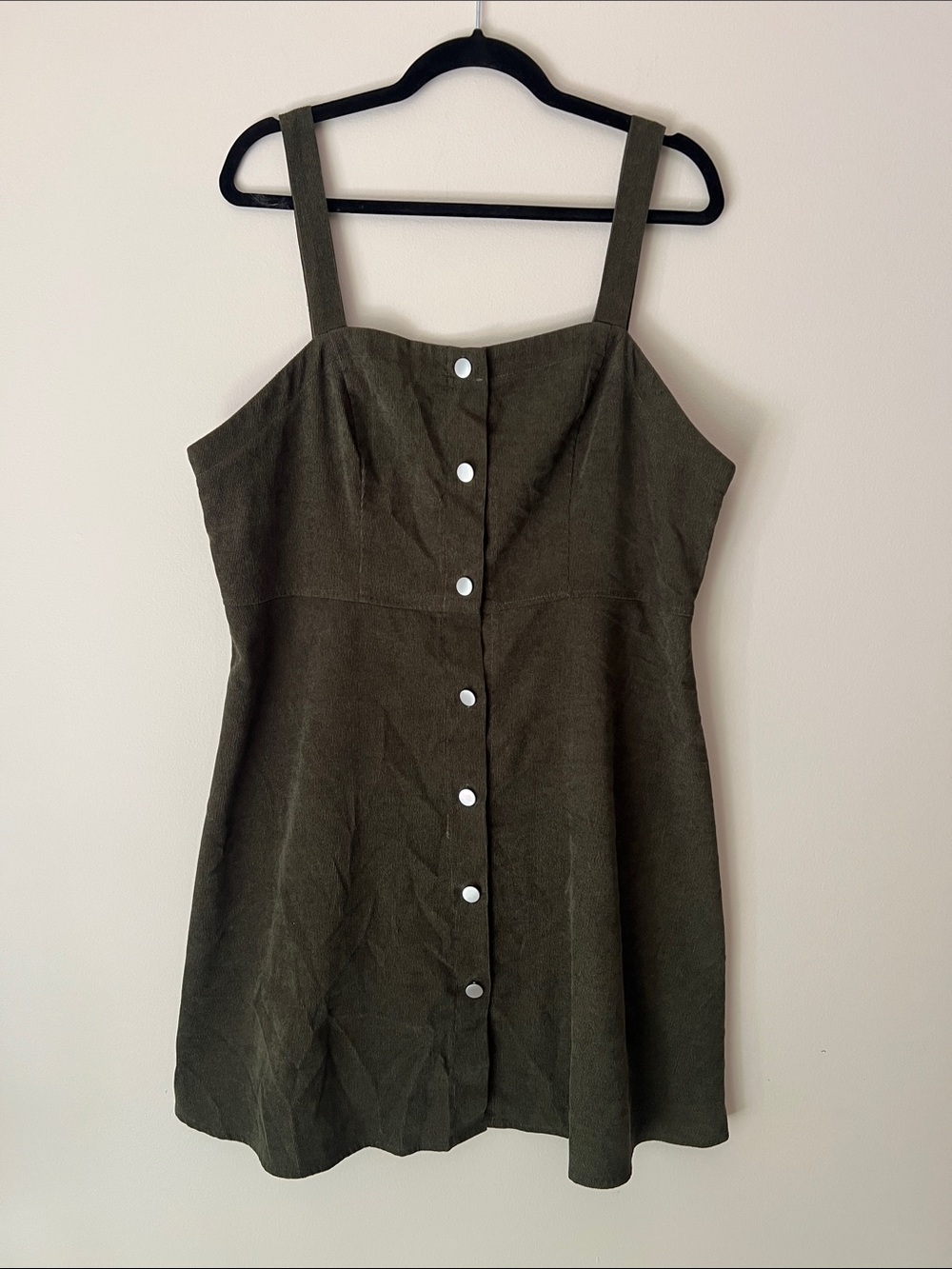 SHEIN Olive Green Button-Front Midi Dress
